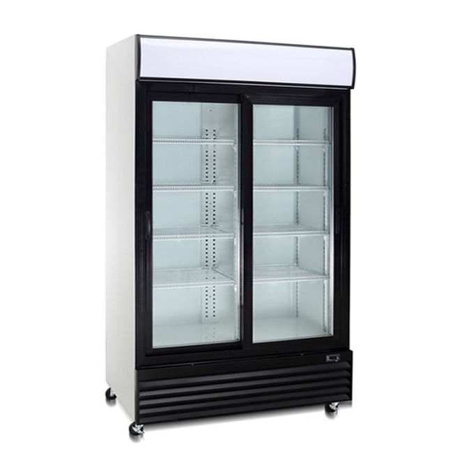 การทำความเย็นที่มีประสิทธิภาพ 400W 240V ตู้เย็นเครื่องดื่มประตูกระจก 0